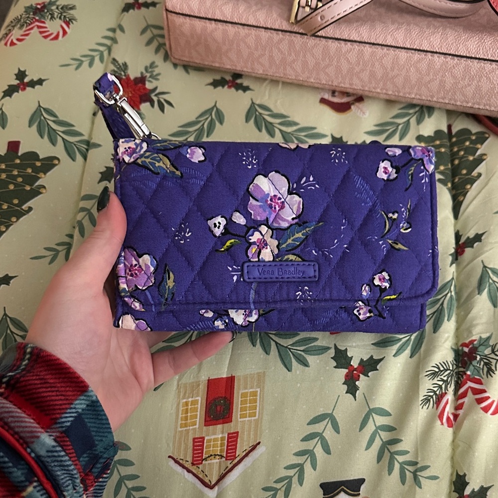 Vera Bradley Blue Floral Quilted Wristlet